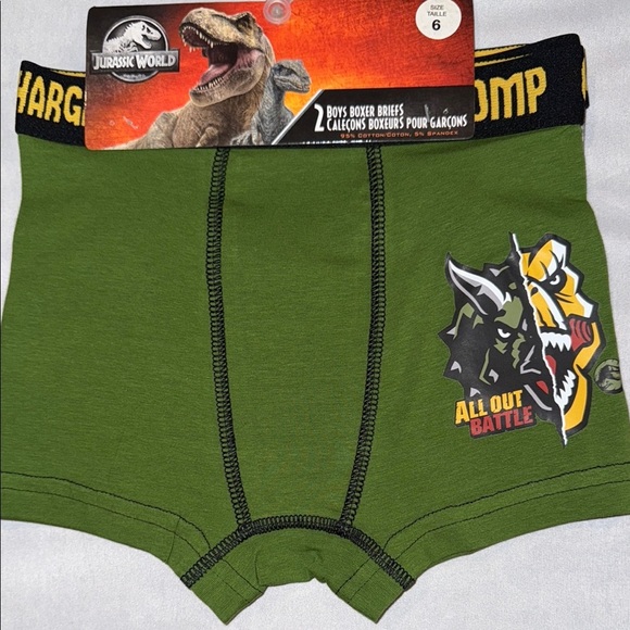 Jurassic World Green and Gray Underwear with Dinosaurs 2 pair per Package - Picture 4 of 6